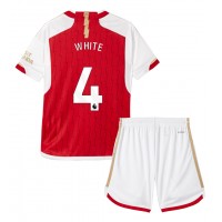 Camisa de Futebol Arsenal Ben White #4 Equipamento Principal Infantil 2023-24 Manga Curta (+ Calças curtas)